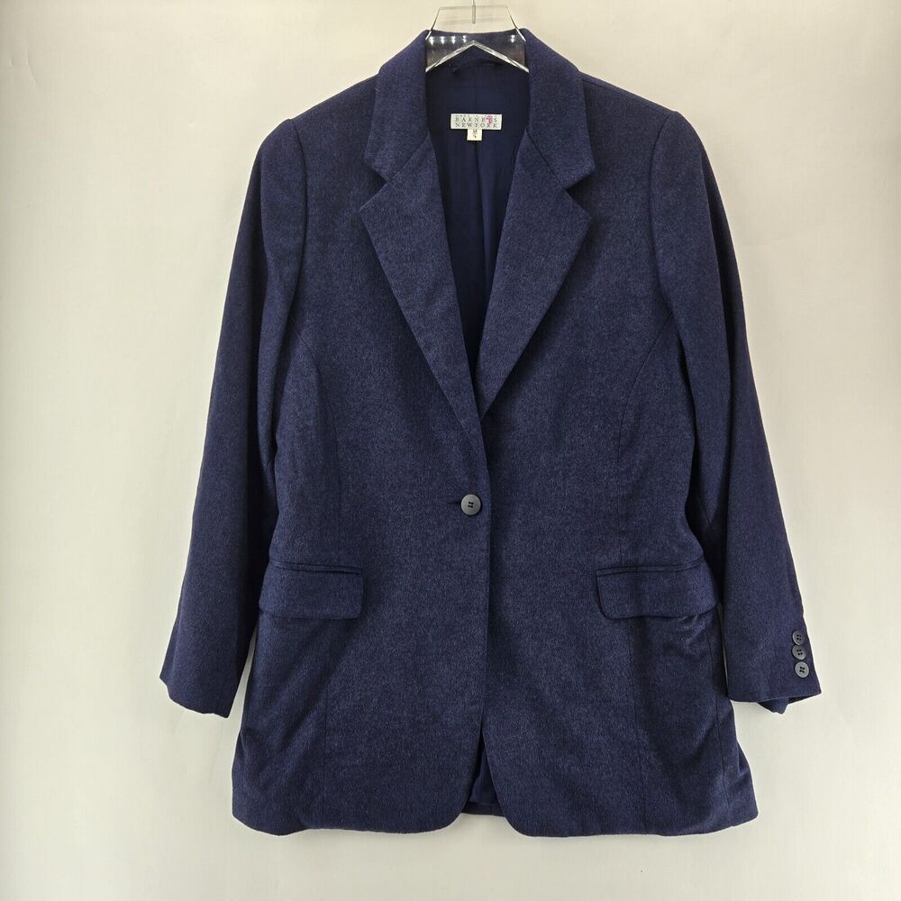 Barney's New York Blazer Womens 14‎ Medium Cashmere Silk Blue Quiet Luxury Luxe